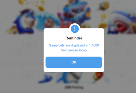 Cược trò chơi theo tỷ lệ 1:1000 Việt Nam Đồng